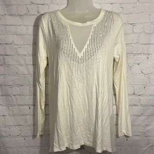 Vocal bling top with mesh inserts